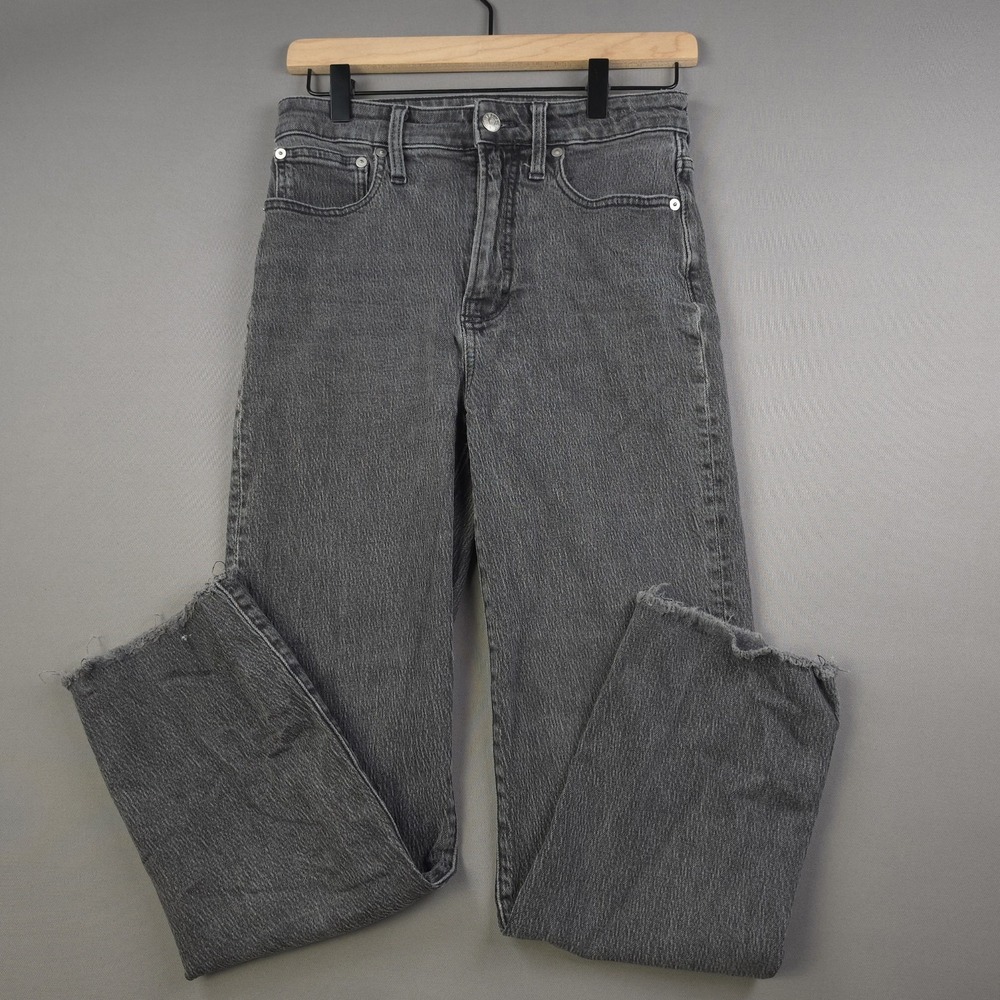 Madewell Curvy Perfect Vintage Straight Jean Womens 26 Gray High Rise Raw Hem Wm